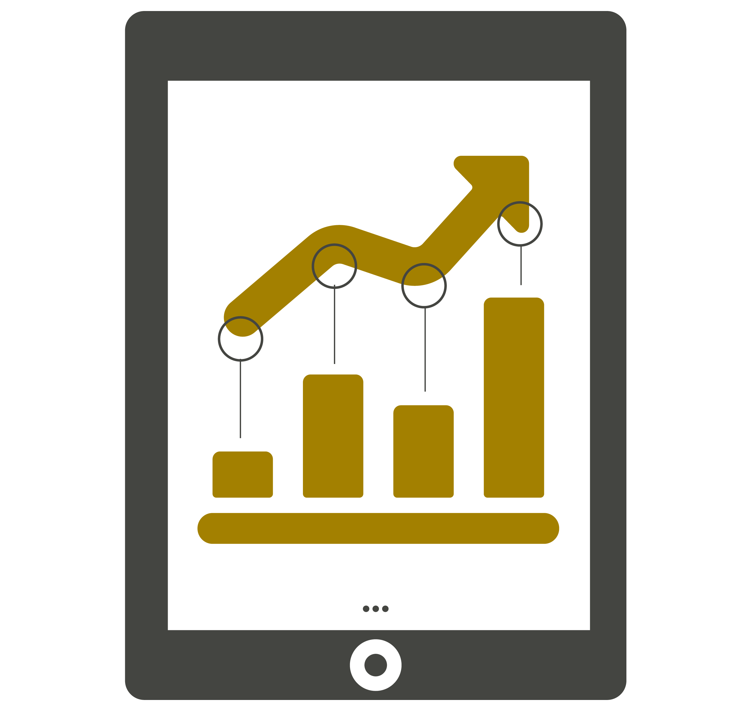 Illustration of an iPad with a graph on it.