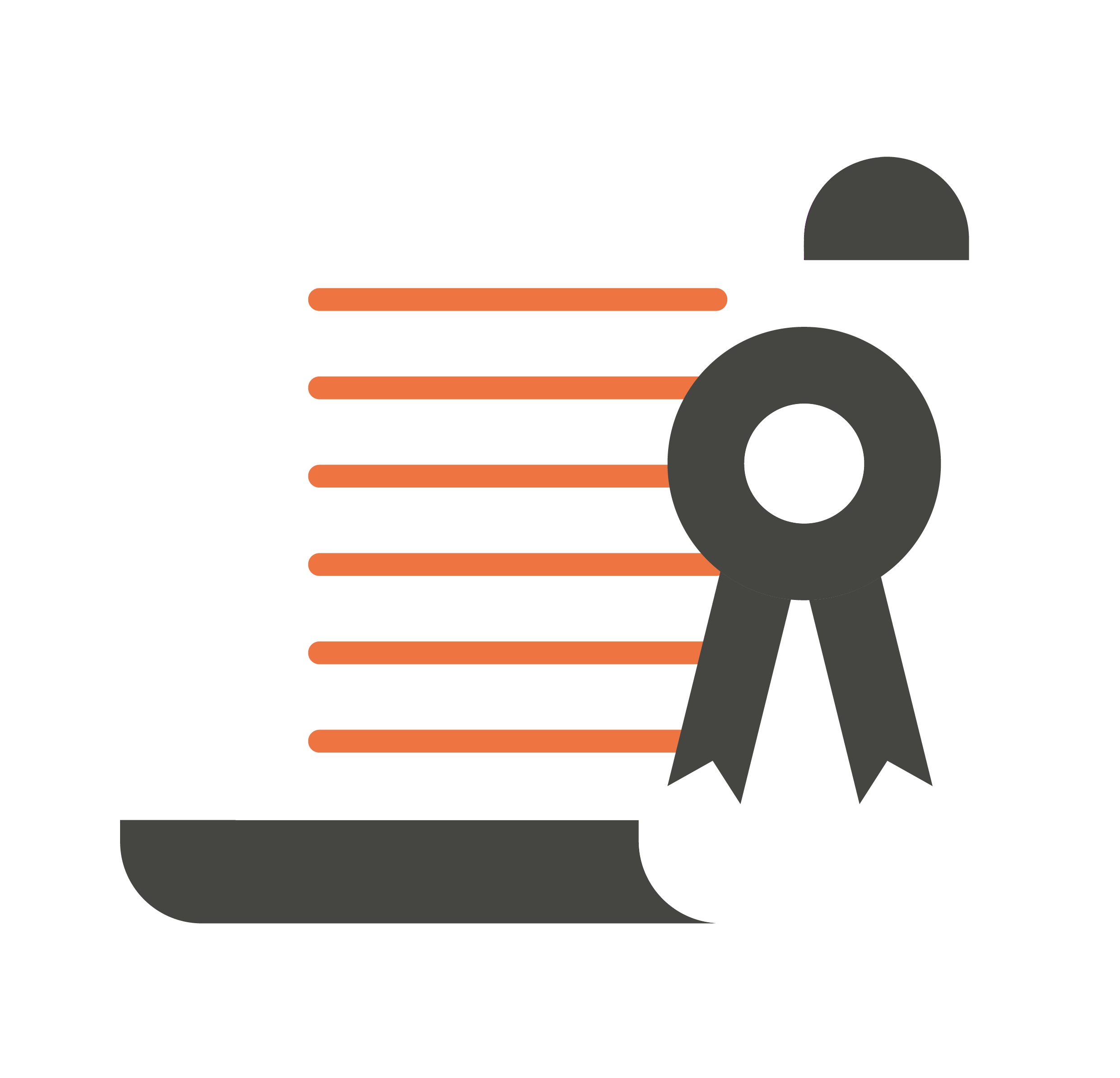 An illustration of a scroll with writing on it. In front of it is an award ribbon. 