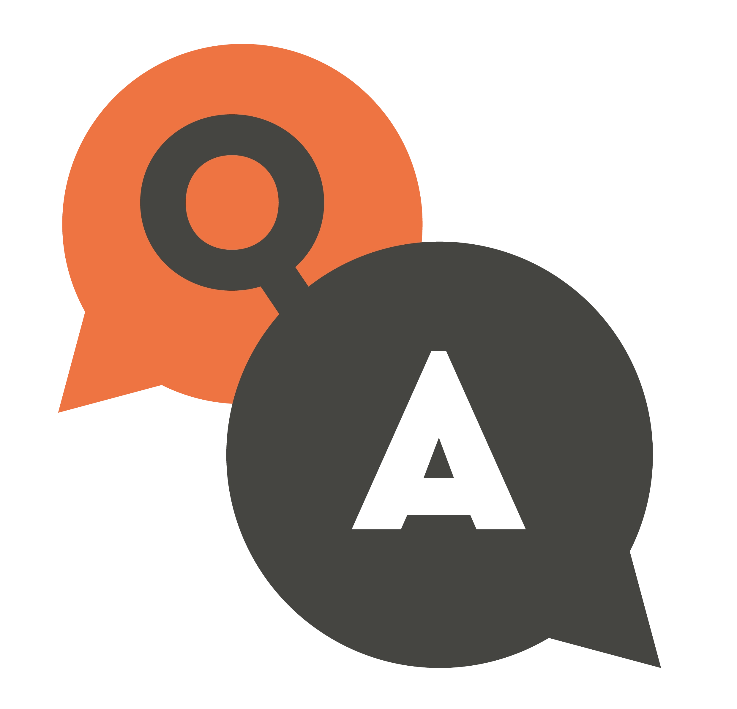 Two speech bubbles, one with a 'Q' inside and one with an 'A' inside